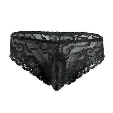 Men's Sexy Lace Floral Lingerie Panties / G-String Transparent Bikini Briefs Underwear - EVE's SECRETS